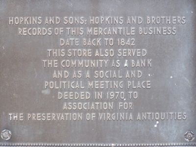 Hopkins and Sons; Hopkinns and Brothers Marker image. Click for full size.