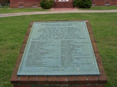 Eastern Shore of Virginia Historical Society plaque image. Click for full size.