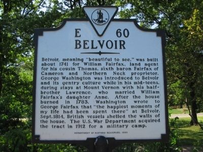 Belvoir Marker image. Click for full size.