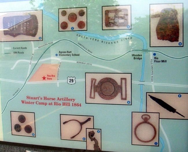 Closeup of Map and Photos of Artifacts on Marker image. Click for full size.
