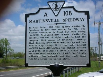 Martinsville Speedway Marker image. Click for full size.