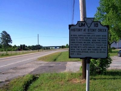 History of Stony Creek Marker looking South on US 301 image. Click for full size.