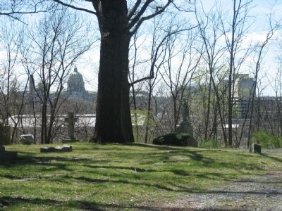 The cemetery is situated on the edge of Allison Hill overlooking downtown Harrisburg. image. Click for full size.