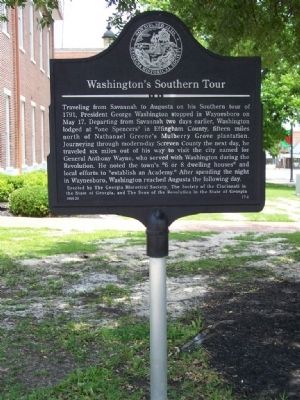 Washington's Southern Tour Marker. Click for full size. Washington's Southern Tour Marker image. Click for full size.