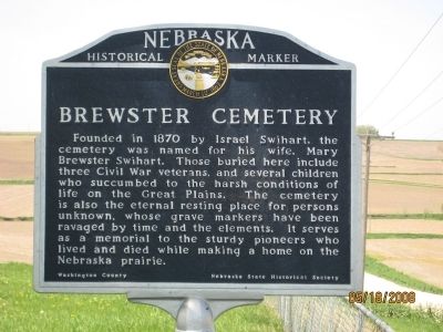 Brewster Cemetery Marker. Click for full size. Brewster Cemetery Marker image. Click for full size.