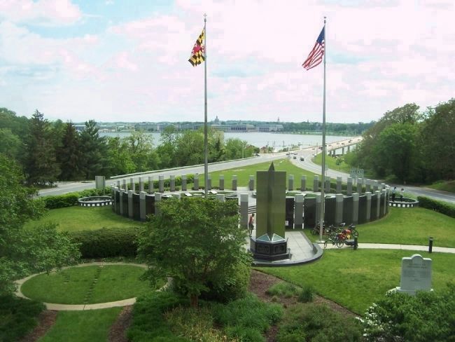The Maryland World War II Memorial, seen from the Governor Ritchie overlook. image. Click for full size.