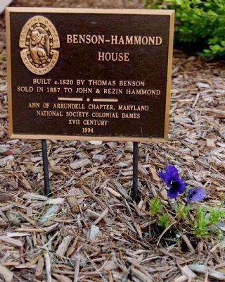 Benson-Hammond House Marker</b> [in Front Yard Garden Bed] image. Click for full size.