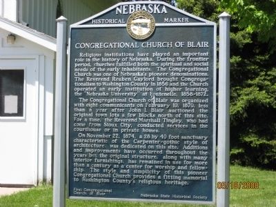 Congregational Church of Blair Marker image. Click for full size.
