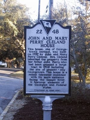John and Mary Perry Cleland House Marker, Side 1 image. Click for full size.