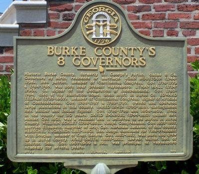 Burke County's 8 Governors Marker. Click for full size. Burke County's 8 Governors Marker image. Click for full size.