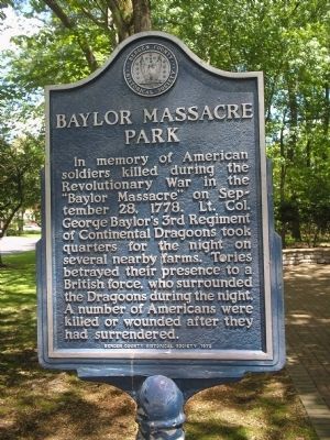 Baylor Massacre Park Marker. Click for full size. Baylor Massacre Park Marker image. Click for full size.