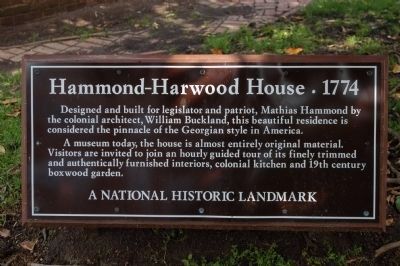 Hammond-Harwood House 1774 Marker image. Click for full size.