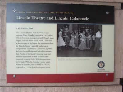Lincoln Theatre and Lincoln Colonnade Marker image. Click for full size.