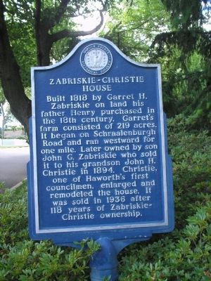 Zabriskie-Christie House Marker. Click for full size. Zabriskie-Christie House Marker image. Click for full size.