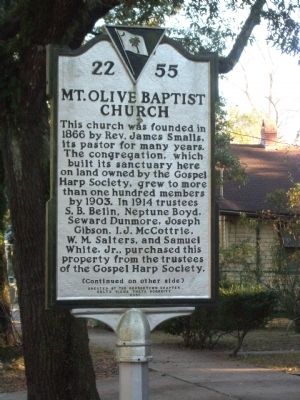 Mount Olive Baptist Church Marker, Side One image. Click for full size.