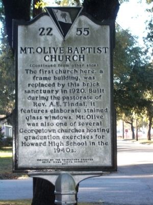 Mount Olive Baptist Church Marker, Side Two image. Click for full size.
