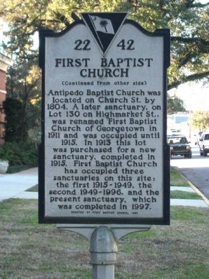 First Baptist Church Marker. Click for full size. First Baptist Church Marker image. Click for full size.