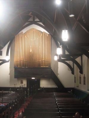 Rear of nave showing organ over the entrance.. Click for full size. Rear of nave showing organ over the entrance. image. Click for full size.