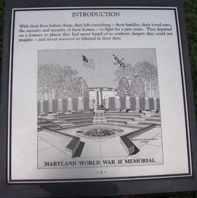 Maryland WWII Memorial - Marker Panel No. 1 "Introduction" image. Click for full size.