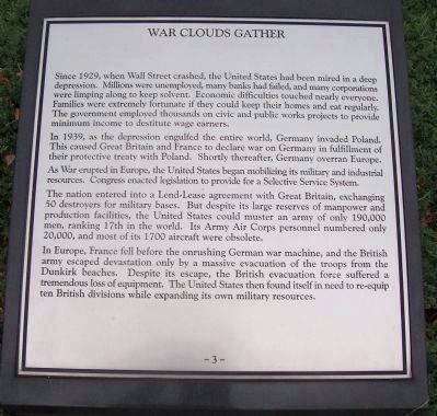 Maryland WWII Memorial - Marker Panel No. 3 "War Clouds Gather" image. Click for full size.