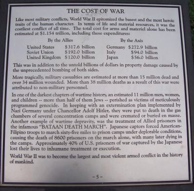 Maryland WWII Memorial - Marker Panel No. 5 "The Cost of War" image. Click for full size.