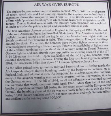Maryland WW II Memorial - Marker Panel No. 10 "Air War over Europe" image. Click for full size.