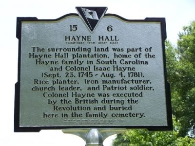 Hayne Hall side of Marker image. Click for full size.