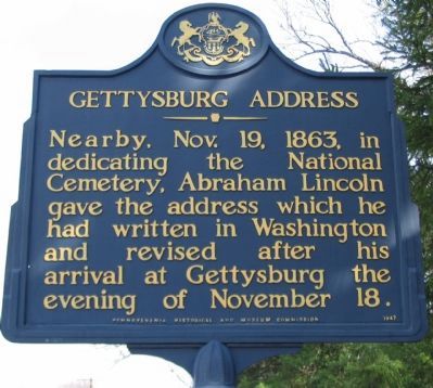 Gettysburg Address Marker image. Click for full size.