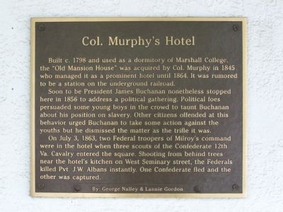 Col. Murphy's Hotel Marker image. Click for full size.