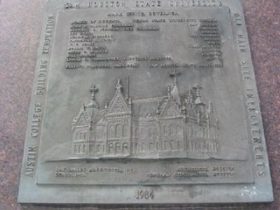 Old Main Memorial marker and time capsule image. Click for full size.