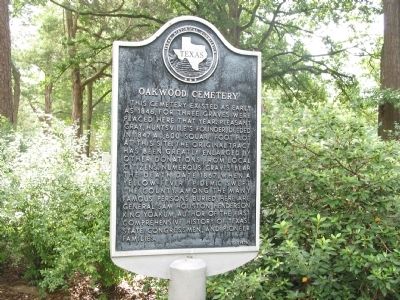 Oakwood Cemetery Marker. Click for full size. Oakwood Cemetery Marker image. Click for full size.