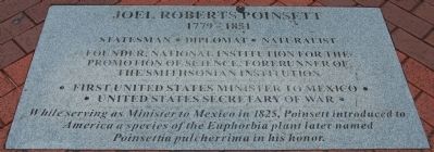 Inscription at the Foot of the Poinsett Statue. Click for full size. Inscription at the Foot of the Poinsett Statue image. Click for full size.