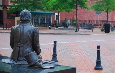 Poinsett Watching Over the Statue of Vardry McBee and the "Old Record Building" Marker image. Click for full size.