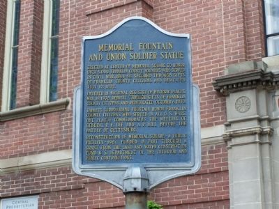 Memorial Fountain and Union Soldier Statue Marker. Click for full size. Memorial Fountain and Union Soldier Statue Marker image. Click for full size.