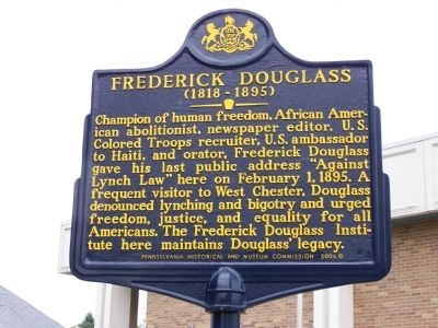 Frederick Douglass Marker. Click for full size. Frederick Douglass Marker image. Click for full size.