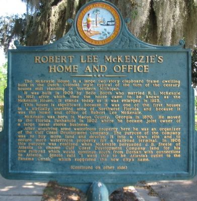 Robert Lee McKenzie's Home and Office Marker, Front Side image. Click for full size.
