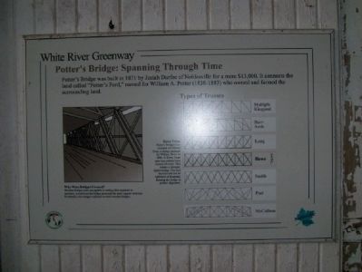 Sign inside of Potter's Covered Bridge, describing the trusses used through the years. image. Click for full size.