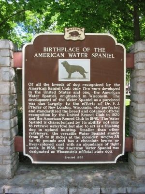 Birthplace of the American Water Spaniel Marker image. Click for full size.