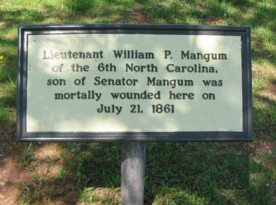 Lieutenant William P. Mangum Marker. Click for full size. Lieutenant William P. Mangum Marker image. Click for full size.