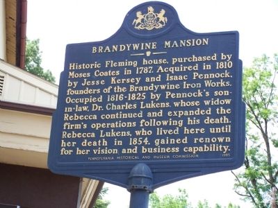 Brandywine Mansion Marker. Click for full size. Brandywine Mansion Marker image. Click for full size.