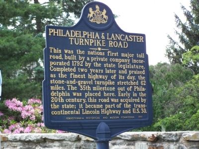 Philadelphia & Lancaster Turnpike Road Marker image. Click for full size.