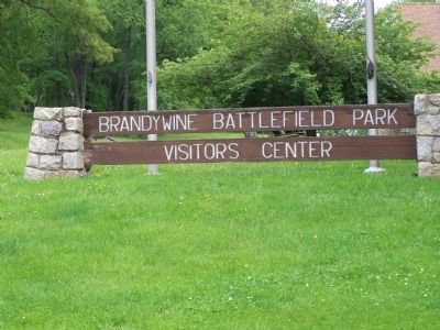 Brandywine Battlefield Park Visitors Center sign image. Click for full size.