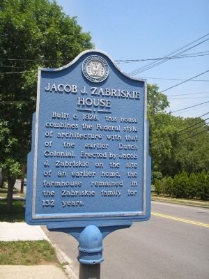 Jacob J. Zabriskie House Marker. Click for full size. Jacob J. Zabriskie House Marker image. Click for full size.