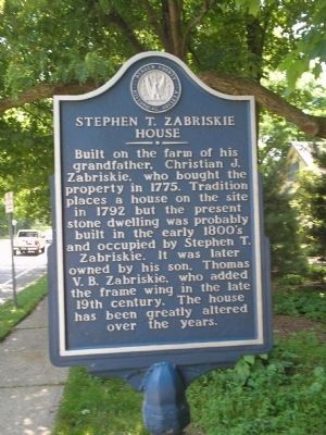 Stephen T. Zabriskie House Marker. Click for full size. Stephen T. Zabriskie House Marker image. Click for full size.
