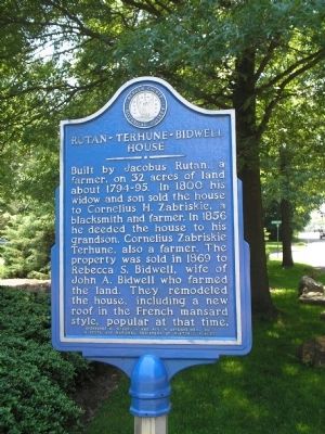 Rutan-Terhune-Bidwell House Marker. Click for full size. Rutan-Terhune-Bidwell House Marker image. Click for full size.