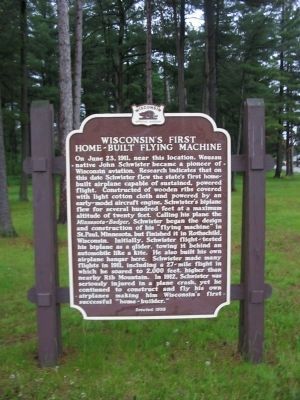 Wisconsin's First Home-Built Flying Machine Marker image. Click for full size.