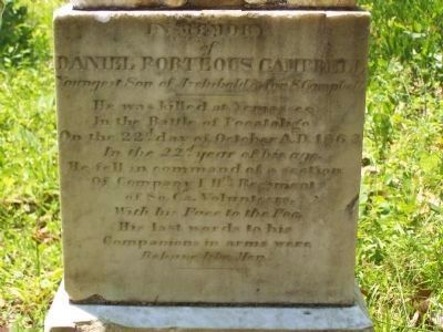 Close-up of Daniel Porteous Campbell Grave Marker image. Click for full size.