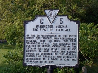 Washington, Virginia Marker image. Click for full size.