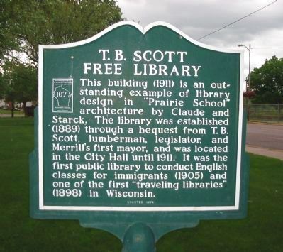 T.B. Scott Free Library Marker. Click for full size. T.B. Scott Free Library Marker image. Click for full size.