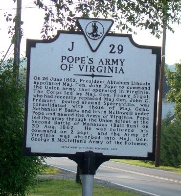Pope�s Army of Virginia Marker image. Click for full size.